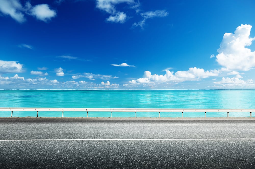 asphalt road and sea-1