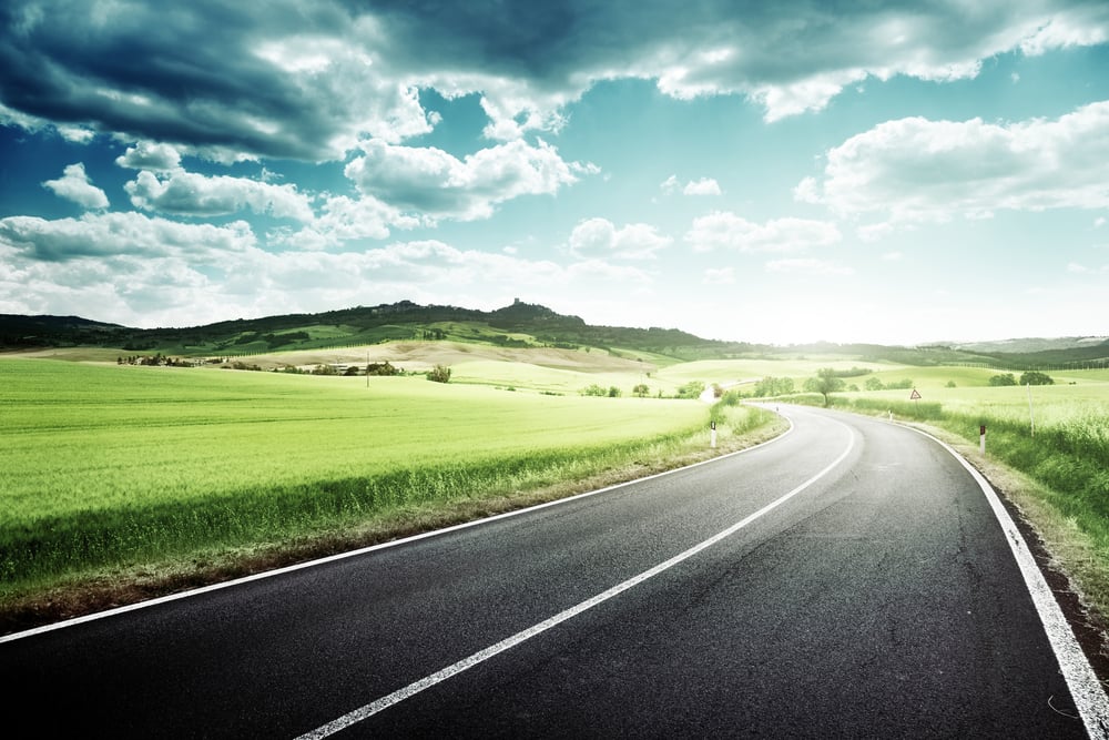 asphalt road in Tuscany Italy